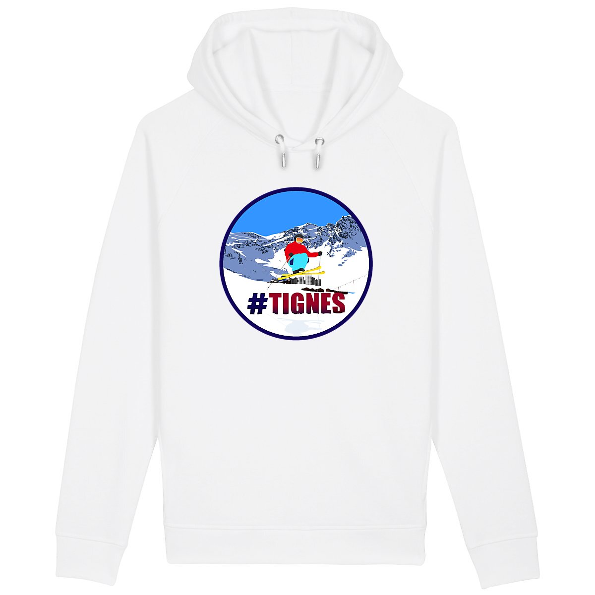 Sweatshirt à capuche Homme - Poches latérales - Coton BIO - Tignes Ski H