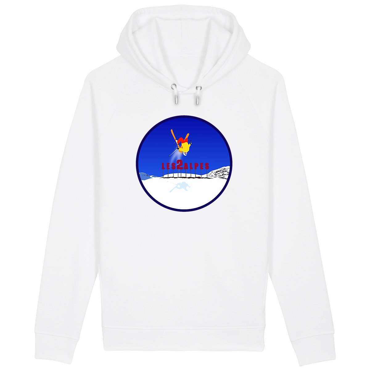 Sweatshirt à capuche Homme - Poches latérales - Coton BIO - Les 2 Alpes Ski H