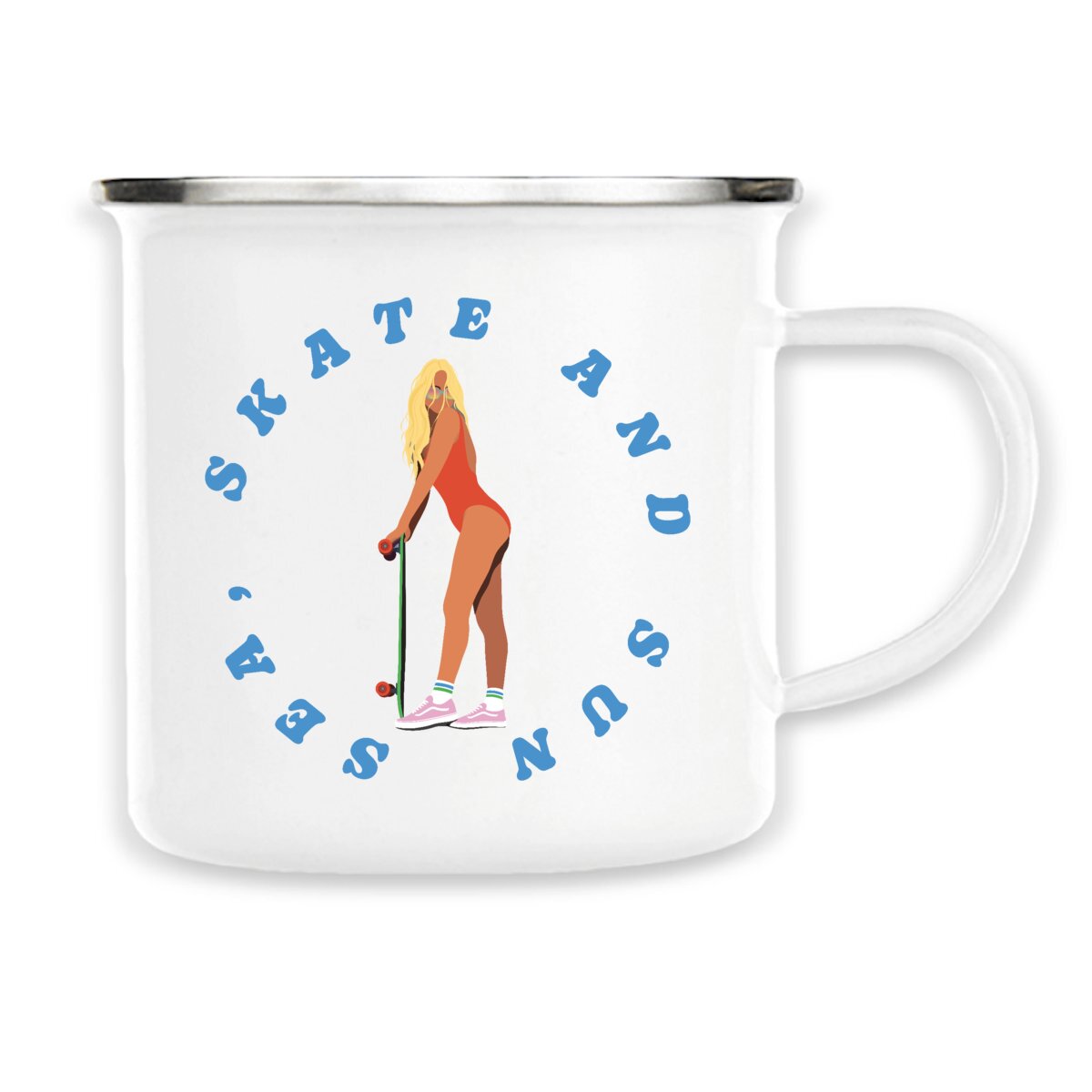 Mug métallique émaillé - 300 ml - Sea, skate and sun