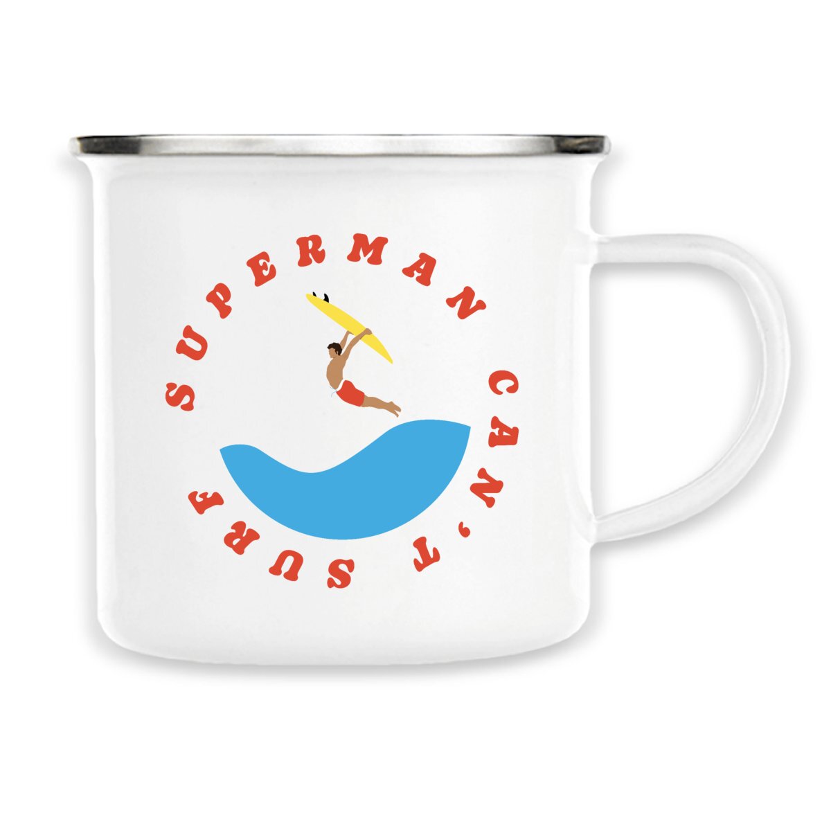 Mug métallique émaillé - 300 ml - Superman can't surf