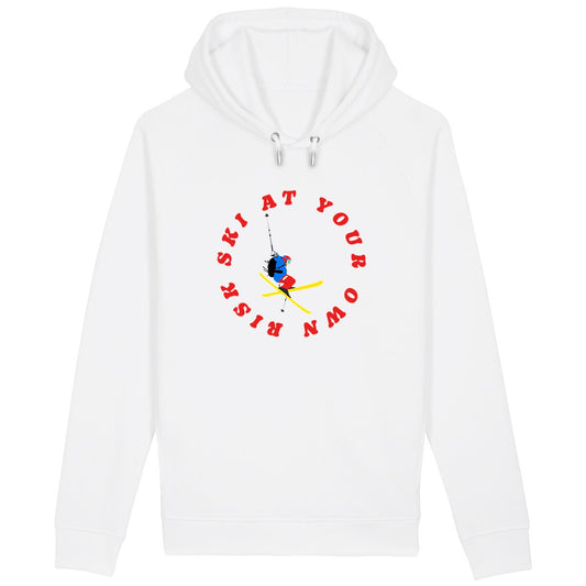 Sweatshirt à capuche Homme - Poches latérales - Coton Bio - Ski at your own risk