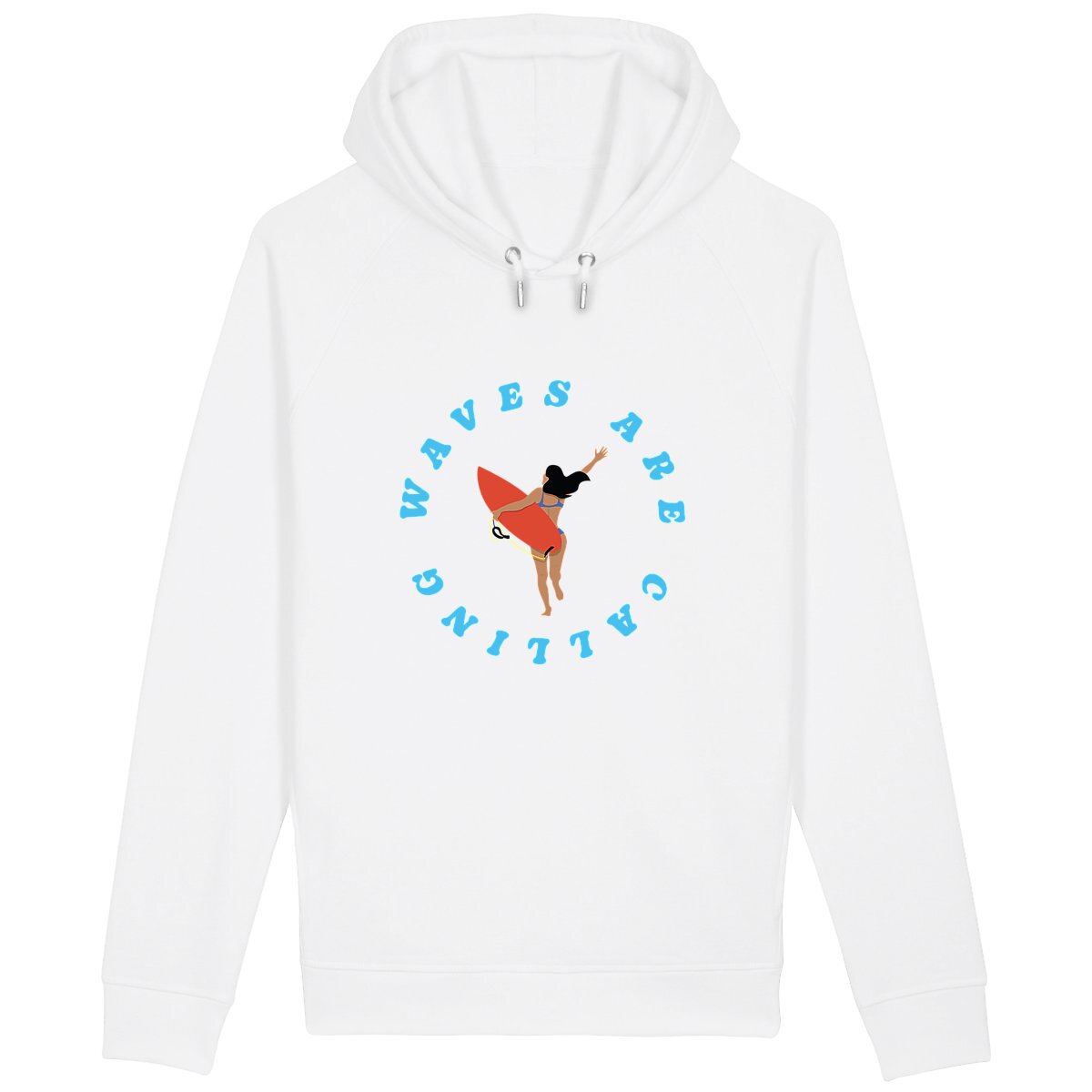 Sweatshirt à capuche Femme - Poches latérales - Coton BIO - Waves are calling
