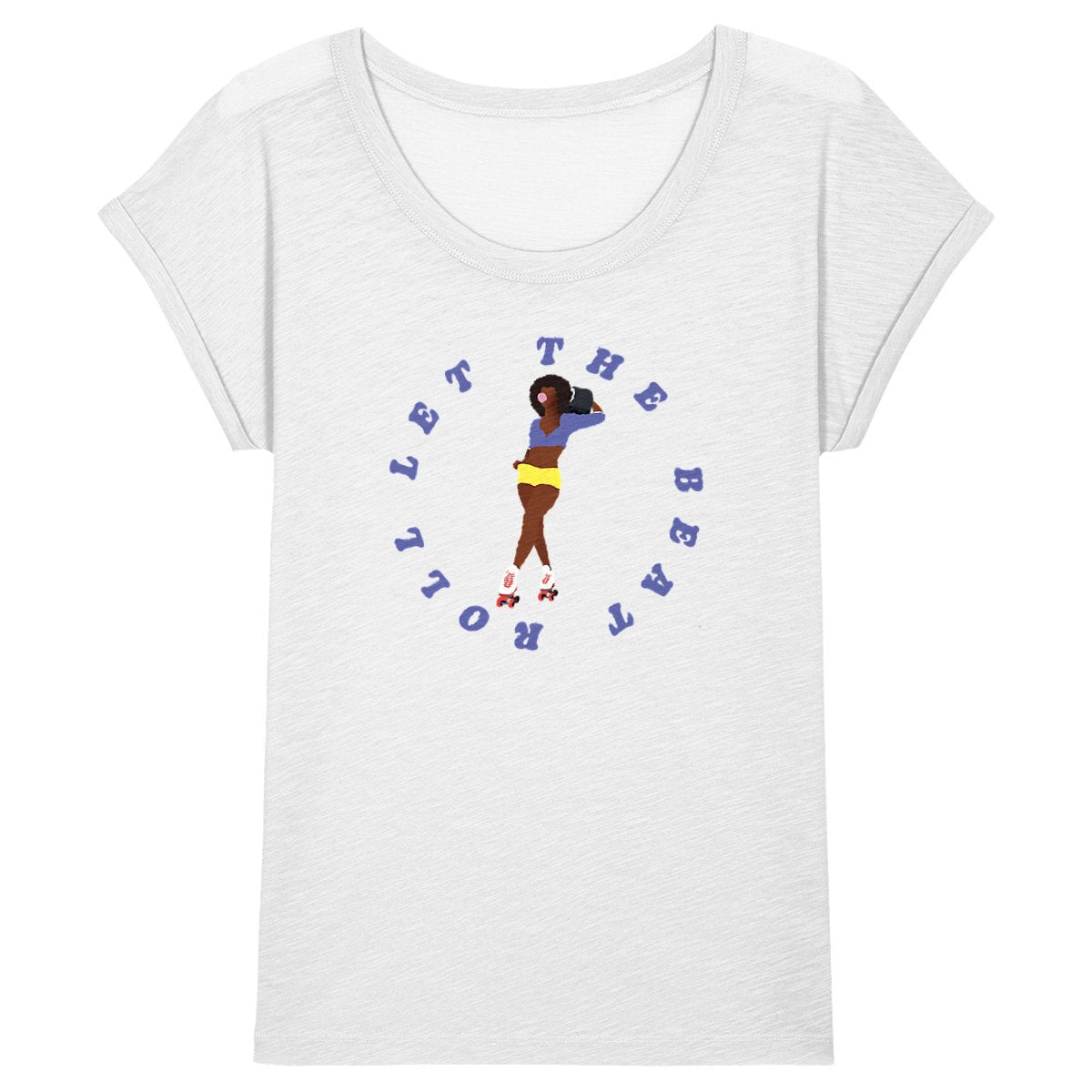 T-shirt Femme - Manches retroussées - 100% Coton BIO - Let the beat roll