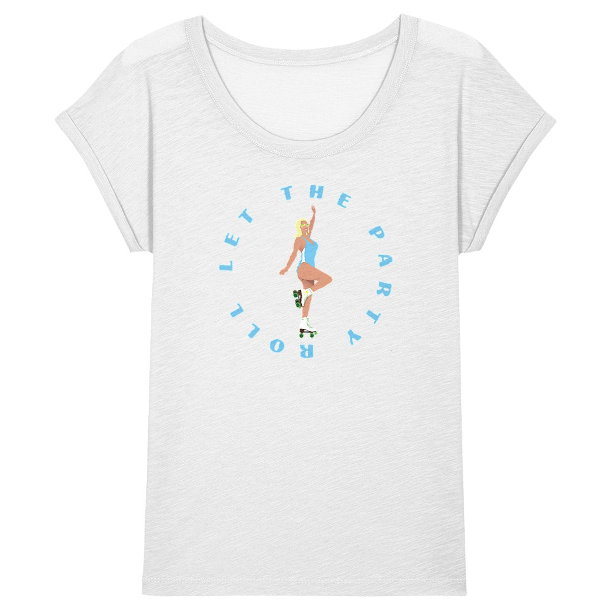 T-shirt Femme - Manches retroussées - 100% Coton BIO - Let the party roll