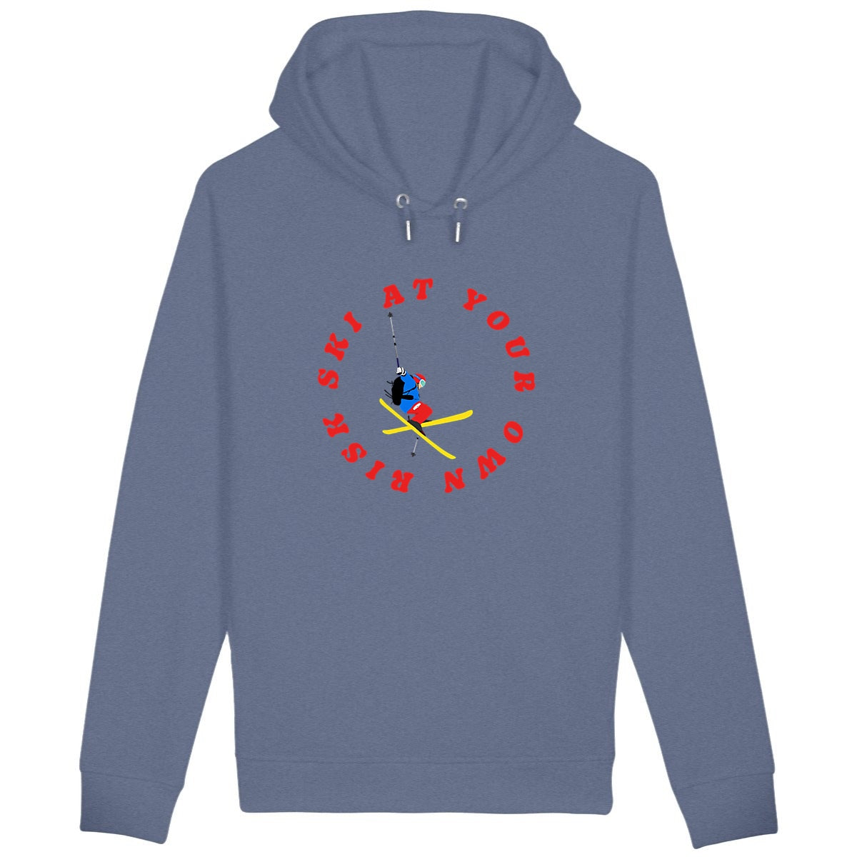 Sweatshirt à capuche Homme - Poches latérales - Coton Bio - Ski at your own risk