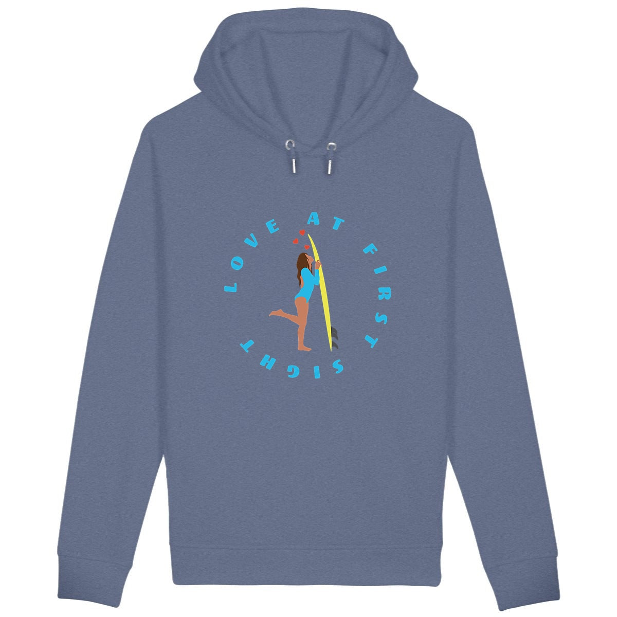 Sweatshirt à capuche Femme - Poches latérales - Coton BIO - Love at first sight