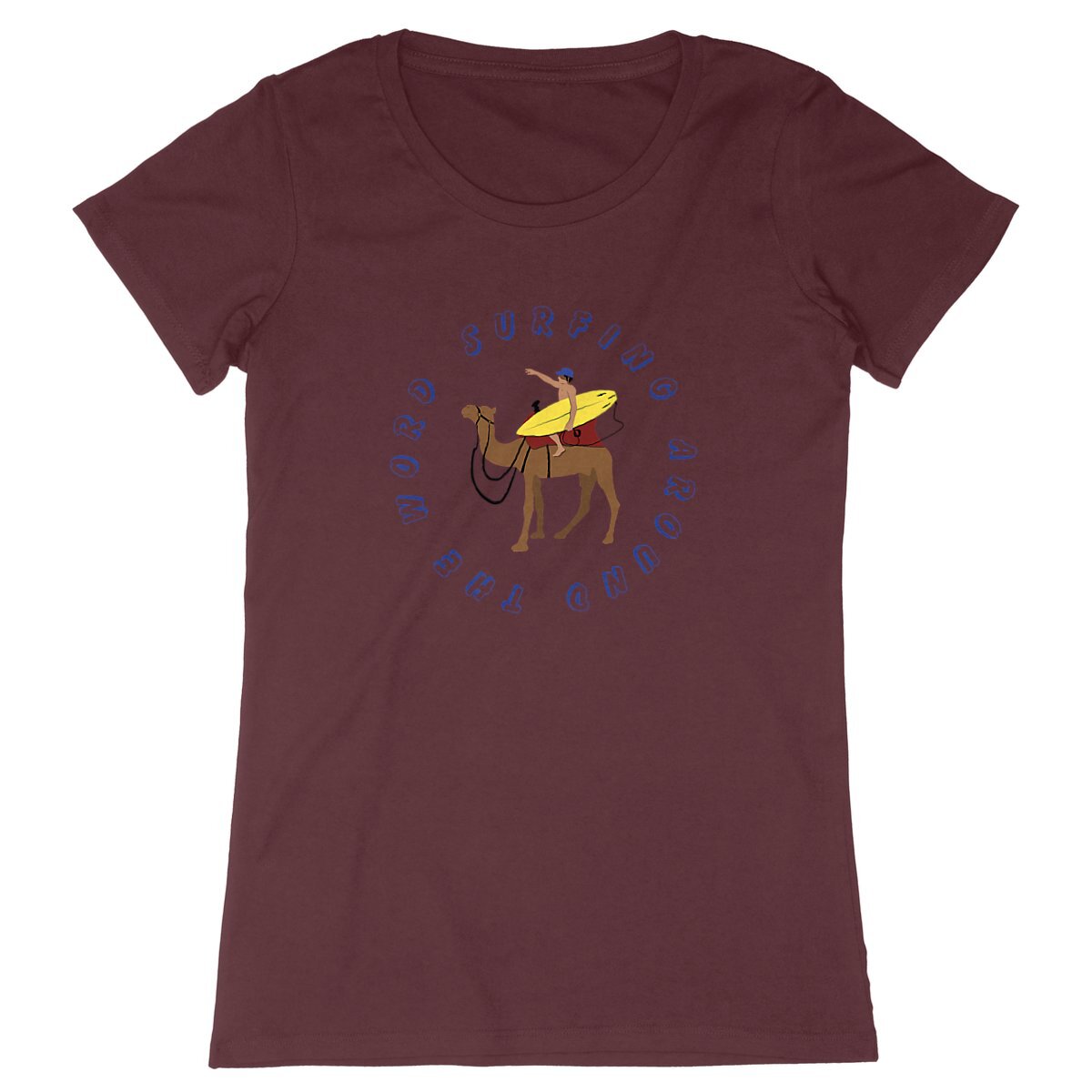 T-shirt Femme - Coupe Cintrée - 100% Coton BIO - Surfing Around The World