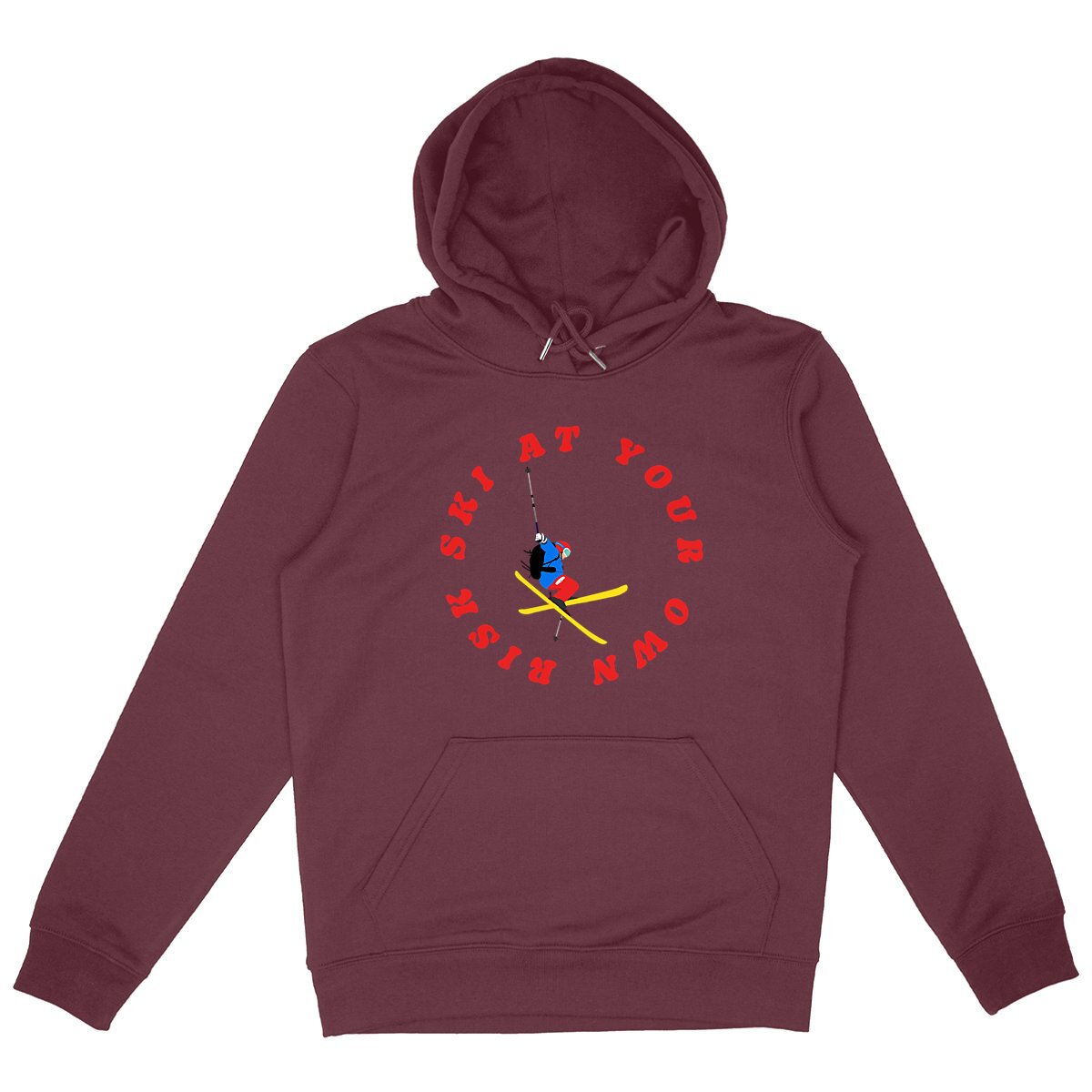 Sweatshirt à capuche Homme - Poche kangourou - Coton BIO - Ski at your own risk