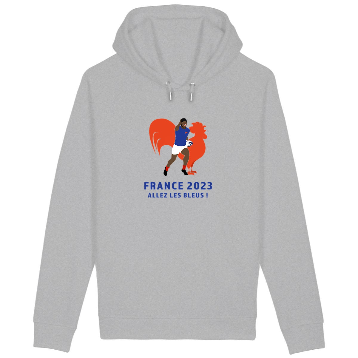 Sweatshirt à capuche Homme - Poches latérales - Coton BIO - Allez les bleus