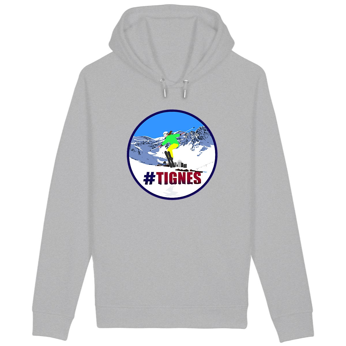 Sweatshirt à capuche Femme - Poches latérales - Coton BIO - Tignes Ski Femme