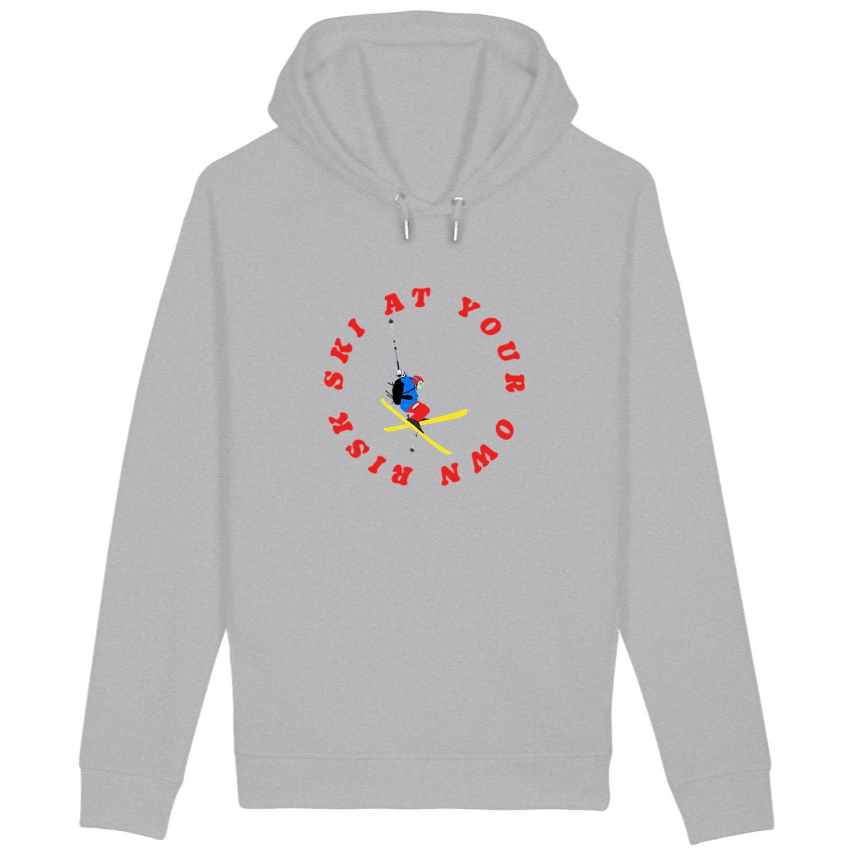 Sweatshirt à capuche Homme - Poches latérales - Coton Bio - Ski at your own risk