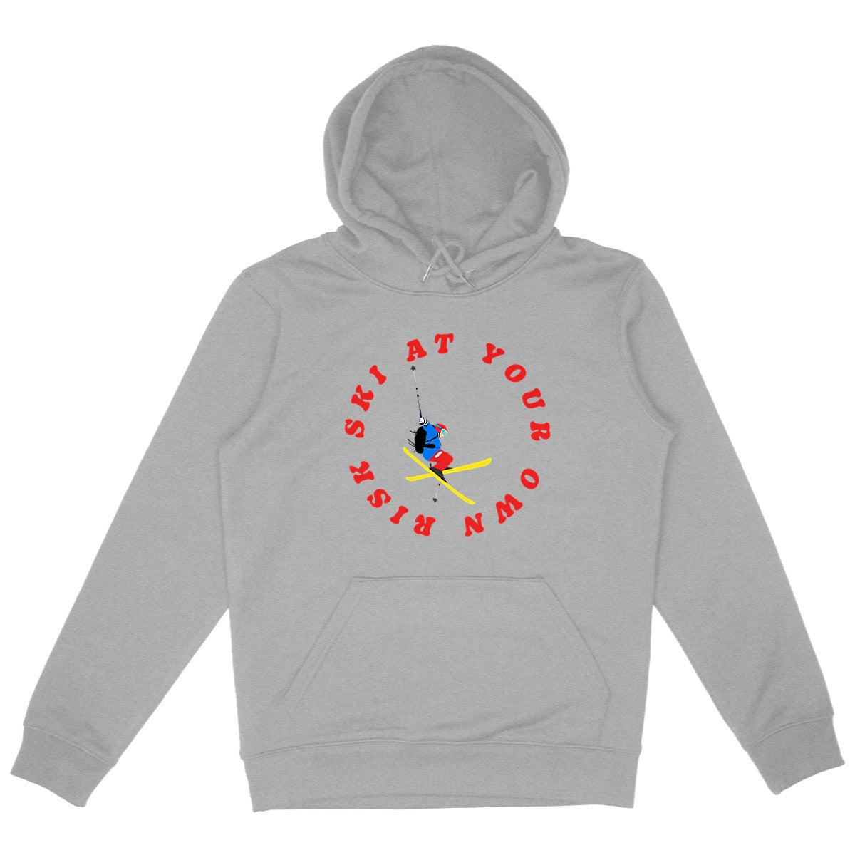Sweatshirt à capuche Homme - Poche kangourou - Coton BIO - Ski at your own risk