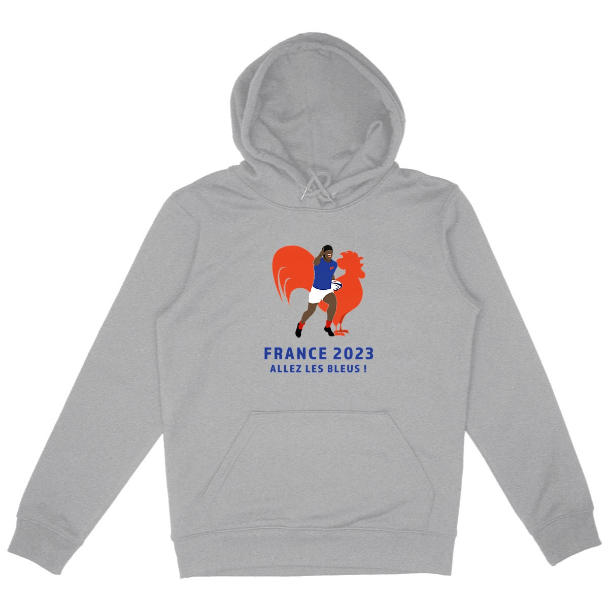 Sweatshirt à capuche Homme - Poche Kangourou - Coton BIO - Allez les bleus