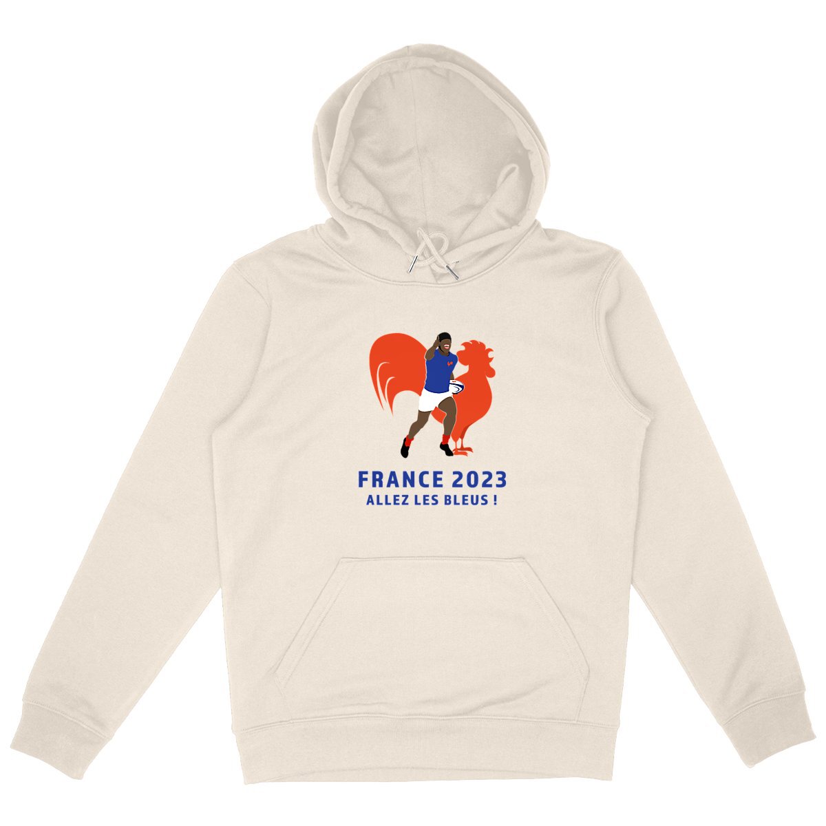 Sweatshirt à capuche Homme - Poche Kangourou - Coton BIO - Allez les bleus