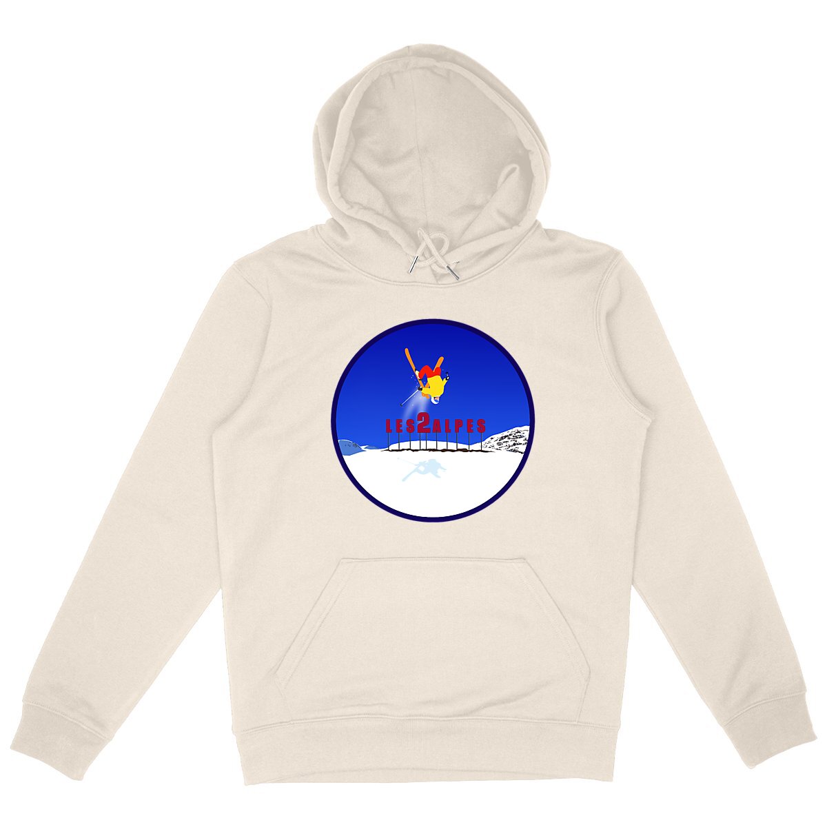 Sweatshirt à capuche Homme - Poche kangourou - Coton BIO - Les 2 Alpes Ski H