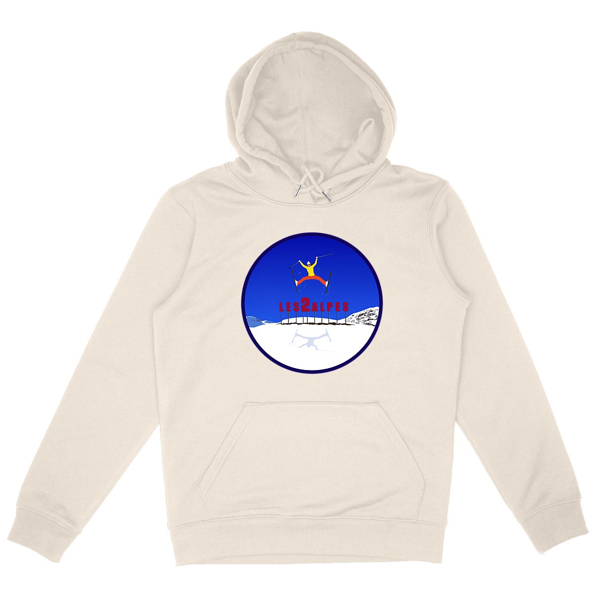 Sweatshirt à capuche Femme - Poche kangourou - Coton BIO - Les 2 Alpes Ski W