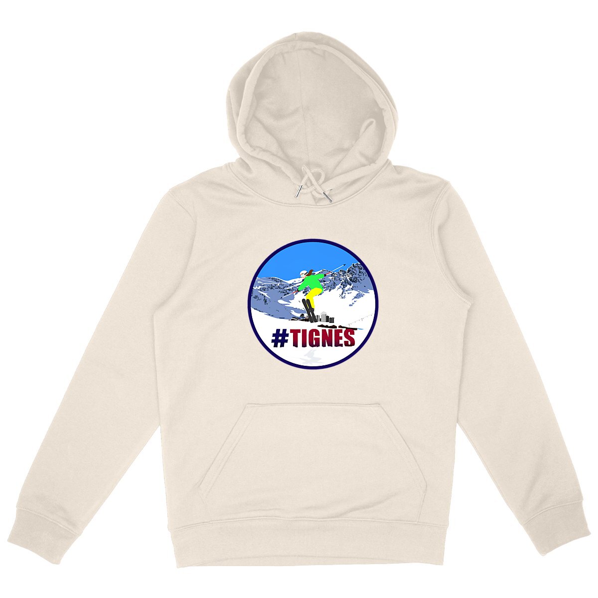 Sweatshirt à capuche Femme - Poche kangourou - Coton BIO - Tignes Ski W