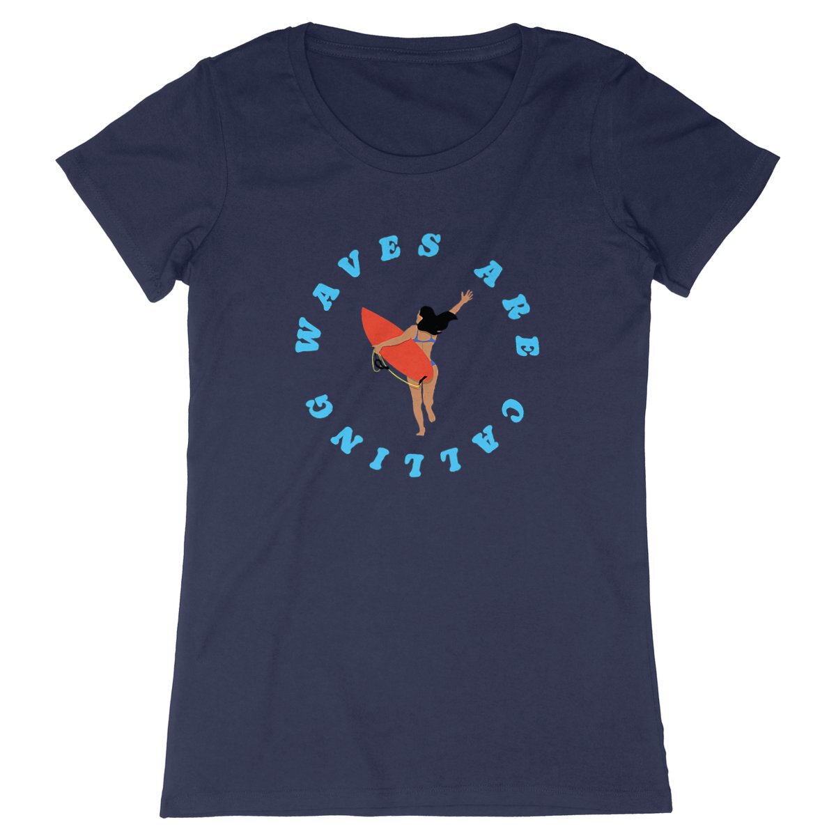 T-shirt Femme - Coupe Cintrée - 100% Coton BIO - Waves are calling