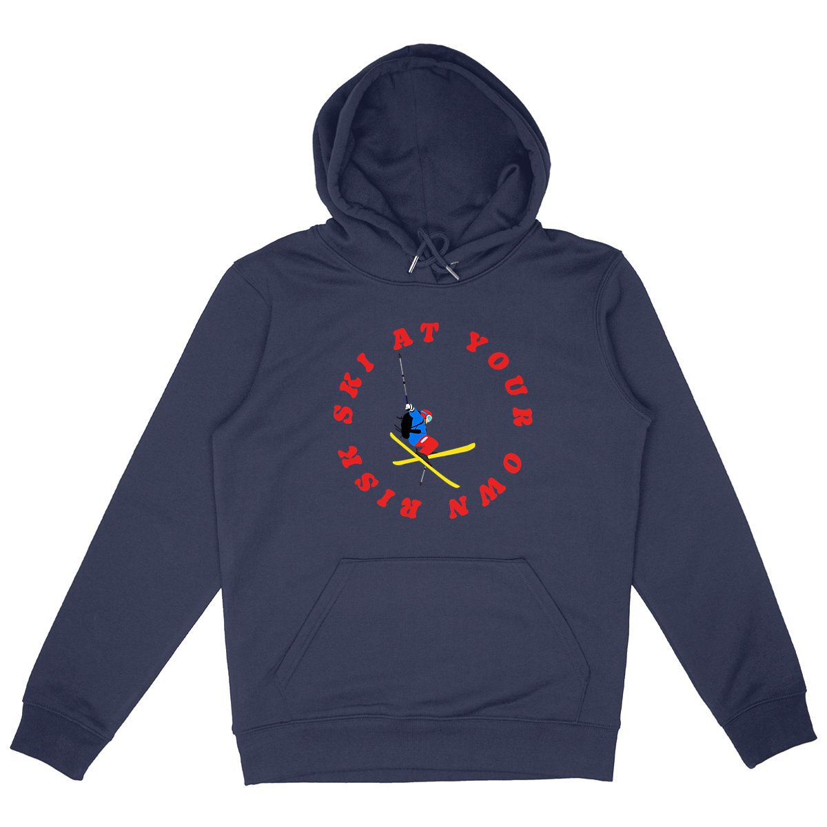 Sweatshirt à capuche Homme - Poche kangourou - Coton BIO - Ski at your own risk