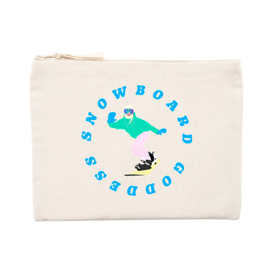 Pochette zippée - Coton recyclé - 21,5 x 16 cm - Snowboard Goddess