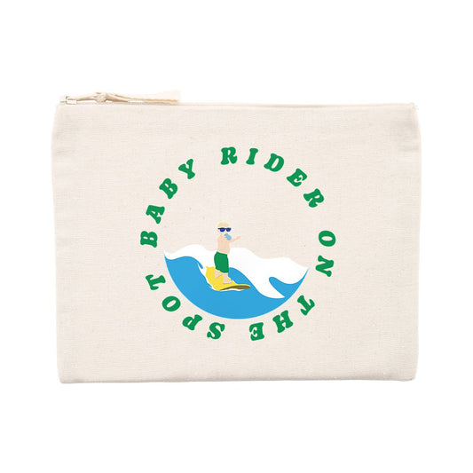 Pochette zippée - Coton recyclé - 21,5 x 16 cm - Baby rider on the spot