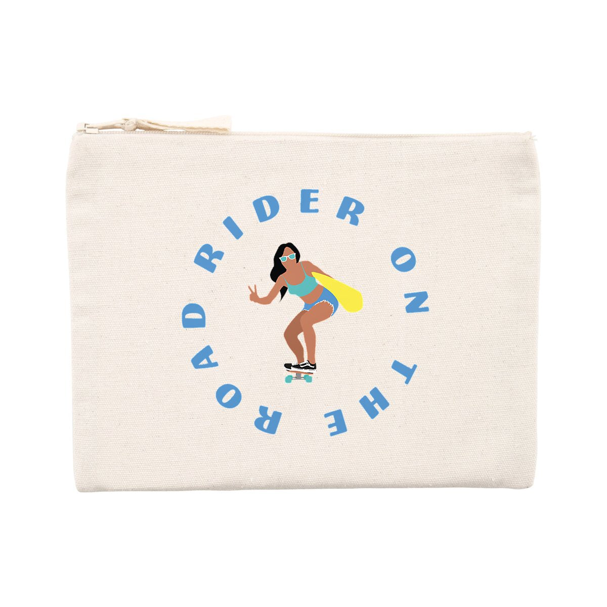 Pochette zippée - Coton recyclé - 21,5 x 16 cm - Rider on the road