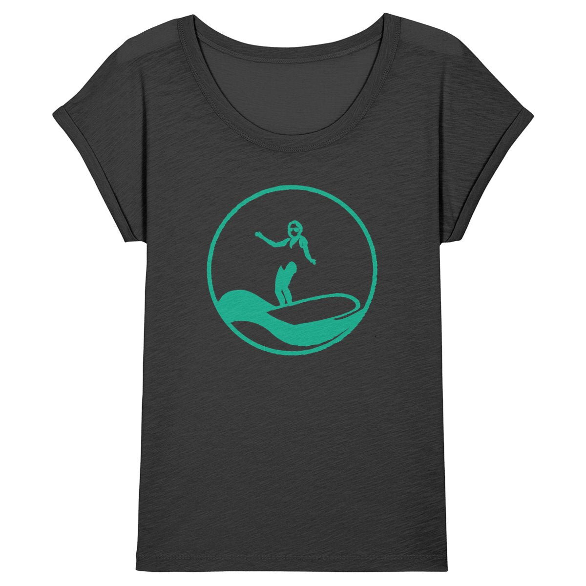 T-shirt Femme - Manches retroussées - 100% Coton BIO - Surf W