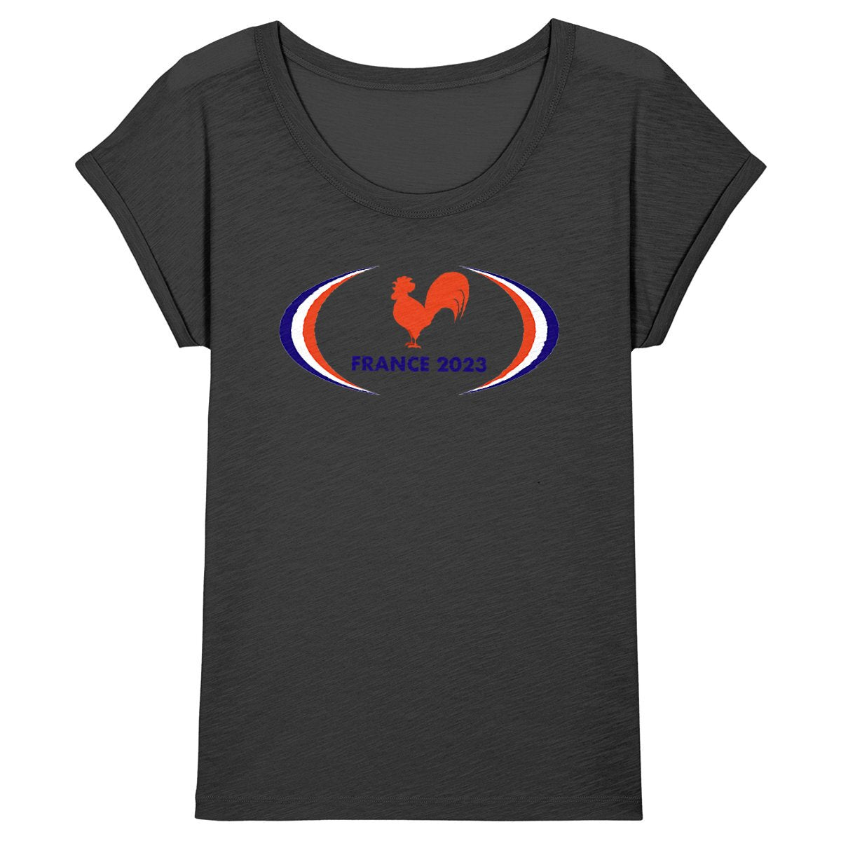 T-shirt Femme - Manches retroussées - 100% Coton BIO - France 2023